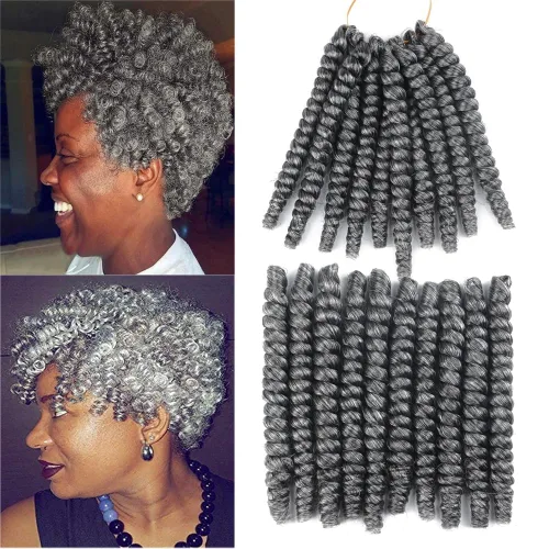 Vista 42 de Saniay - 3 paquetes de trenzas de ganchillo cortas trenzadas de ganchillo con espiral, rizos con espiral jamaicana, 20 mechones por paquete