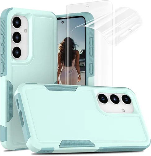 Vista 30 de Jeylly Funda para Samsung Galaxy S10 Plus S10+, ajuste delgado, doble capa, resistente, absorción de golpes, TPU con carcasa trasera de Negro