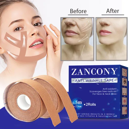 Vista 3 de Cinta antiarrugas facial miofascial para levantar las arrugas, trajes para todas las partes de la cara y el cuello – Fines para la frente, pliegues