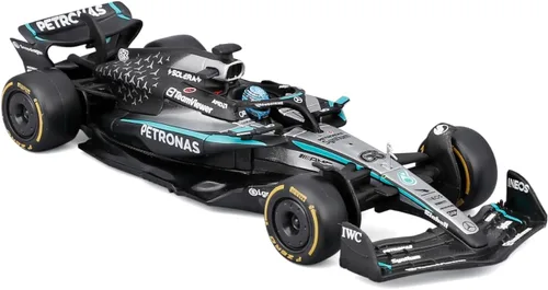 Vista 3 de Bburago Fórmula de carrera Mercedes W16 con casco (2025) Russell #63