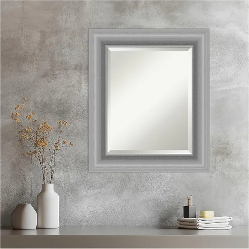 Vista 7 de Amanti Art Espejo de pared plateado de 26 x 22 pulgadas, espejo rectangular de baño de níquel pulido para decoración de pared, sala de estar, marco