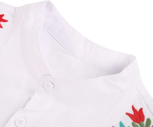 Vista 7 de Camisas mexicanas para hombre, camisas de vestir tradicionales de guayabera para hombre, con botones, cuello de banda, camisa de vestir para fiesta