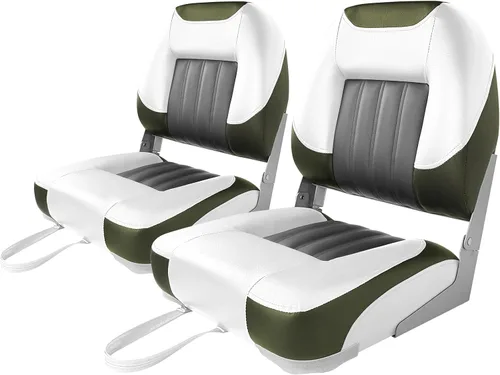 Vista 10 de XGEAR Asiento de barco de lujo con respaldo bajo/alto, asiento plegable para barco de pesca