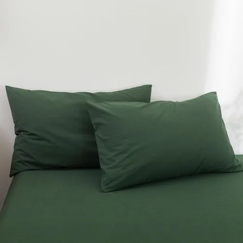 Vista 6 de FOSSA Juego de 2 fundas de almohada de algodón lavado con sensación de lino y cierre de sobre, estándar Blanco roto