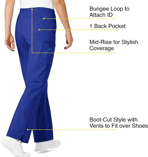 Vista 5 de WonderWink Wonderflex Faith - Pantalón estilo hospitalario para mujer, M Petite, Azul Galaxia