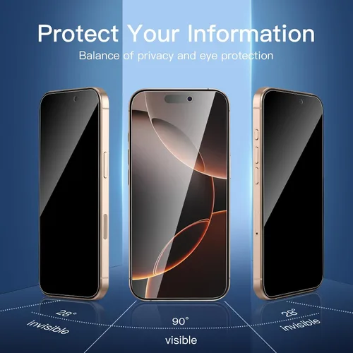 Vista 60 de NEW'C Paquete de 3 protectores de pantalla de privacidad para iPhone Air/iPhone 17 Air (6.5 pulgadas), película de vidrio templado antiespía