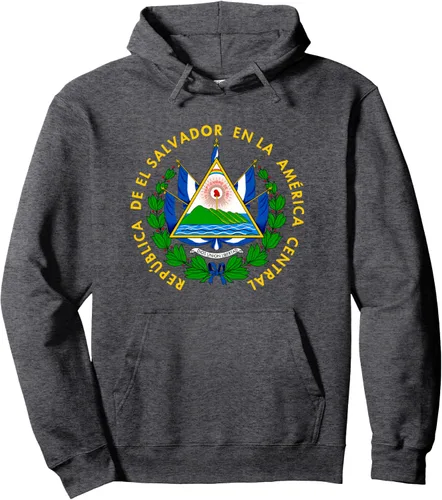 Vista 5 de Sudadera con capucha con diseño de emblema de la bandera de El Salvador