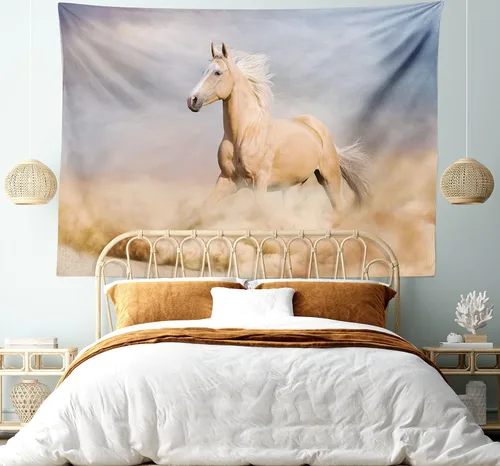 Vista 24 de Ambesonne Tapiz bohemio, diseño floral de bruja, luna y mariposa con adornos de mandala, decoración de tela para colgar en la pared para dormitorio