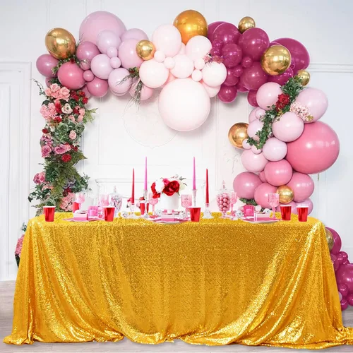 Vista 44 de Manteles redondos de lentejuelas negros para fiestas, de 121,9 cm, mantel redondo de purpurina ajustado, pequeño, lindo y dulce, para boda