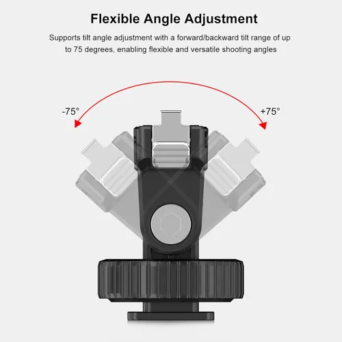 Vista 13 de PULUZ Soporte de montaje rápido para DJI Osmo Action 5 Pro/4/3, zapata fría con agujero de tornillo de 1/4 pulgadas y ajuste de inclinación de 75°