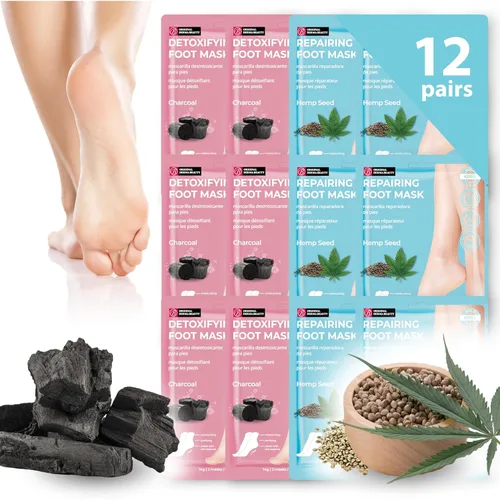 Vista 13 de Original Derma Beauty - Máscara de pies de 12 pares de hidratación intensa, aceite de aguacate, juego de mascarillas hidratantes para pies