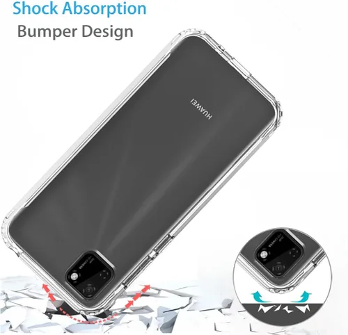 Vista 7 de Funda transparente compatible con Huawei Y5P, funda DRA-LX9 con protector de pantalla de vidrio templado, bonito protector de cristal a prueba