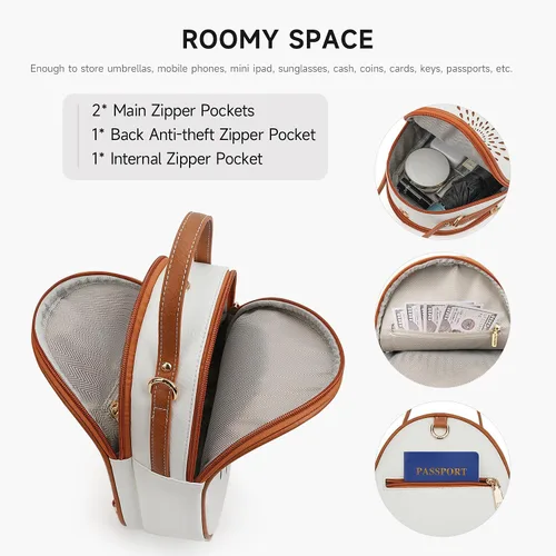Vista 15 de T1953 Mochila para mujer, de piel sintética, para regalo para niñas y mujeres