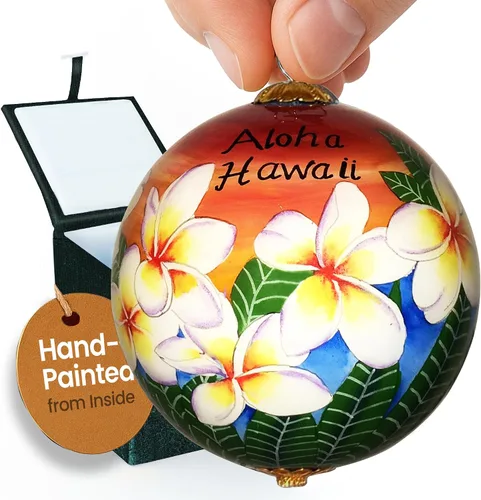Vista 12 de Hawaiian Beach Life - Adorno hawaiano coleccionable de cristal pintado a mano con caja de regalo NB/H