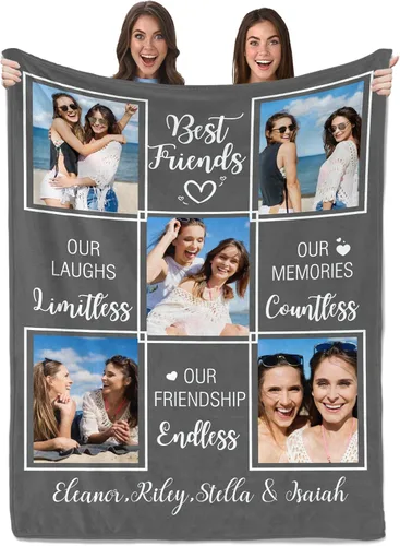 Vista 16 de Envío al día siguiente, regalos de cumpleaños para mejores amigas, manta personalizada con fotos, regalos de manta para mejores amigas y BFF, regalo