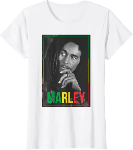 Vista 22 de Camiseta blanca oficial de Bob Marley Photo S Negro