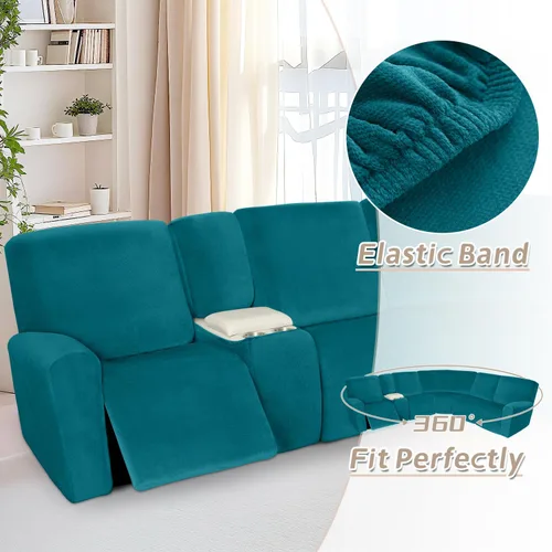 Vista 617 de Arfntevss Fundas de sofá seccional reclinable de terciopelo, Funda de sofá seccional de esquina para sofá reclinable, Funda elástica suave