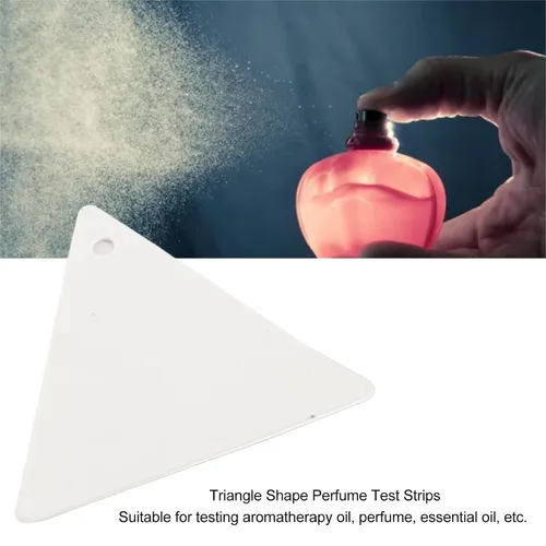 Vista 5 de 100 tiras probadoras de perfume, tiras de prueba de fragancia desechables en forma de triángulo, tiras de fragancia para fragancias, aromas, aceites