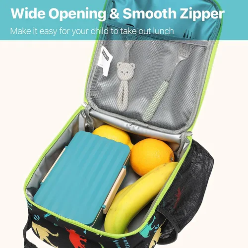 Vista 5 de Bagseri Bolsa de almuerzo para niños y mochila transparente para niños, bolsa de almuerzo aislada para niños y mochila para niños de 15 pulgadas