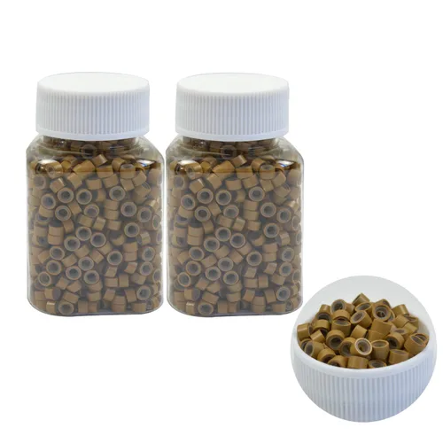 Vista 15 de 500 cuentas de micro anillos forradas de silicona de 0.197 in para extensiones de cabello con punta I (negro)