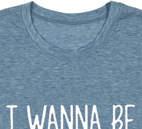 Vista 3 de Camiseta con texto en inglés "I Wanna Be Where The People Don't para mujer, casual, manga corta, divertida y bonita camiseta gráfica