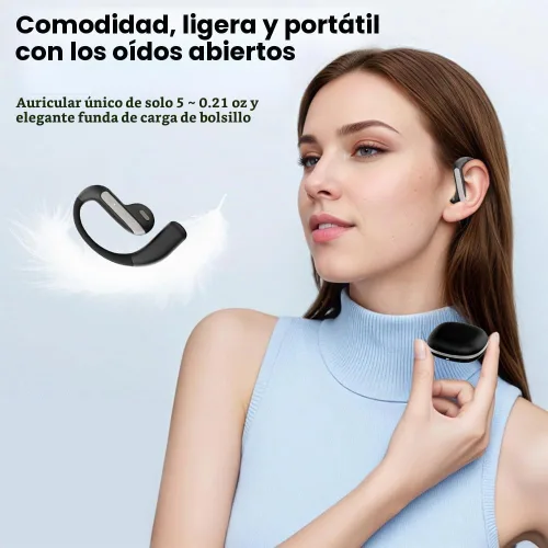 Vista 2 de Auriculares inalámbricos Bluetooth, auriculares con ganchos para los oídos V5.4, auriculares intraurales con conexión estable, graves profundos