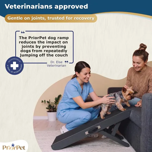 Vista 10 de Rampa para perros para sofá, antideslizante, resistente, plegable, soporta hasta 200 libras, ajustable de 7 a 20 pulgadas, plataforma de aterrizaje