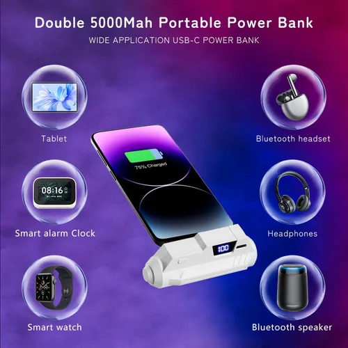 Vista 39 de Saqico Battery Pack for Oculus Quest 2/3/3S, 5000mAh Extended Power with Multi-Colors RGB Lights, Lightweight and Portable VR Extend Power
