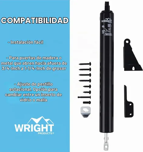 Vista 4 de Wright Products Cierre neumático para puerta de tormenta – Ajustable, cierre suave con arandela de retención abierta (Transicional, Bronce)