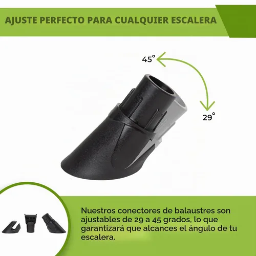 Vista 4 de Conectores de balaustre metálicos ajustables para 3/4" (29-45°) (paquete de 24)