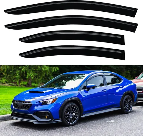 Vista 212 de YQAUTEC - Viseras para ventana, protectores contra la lluvia, compatibles con Subaru WRX 2015-2021, deflectores de viento para ventanas, viseras