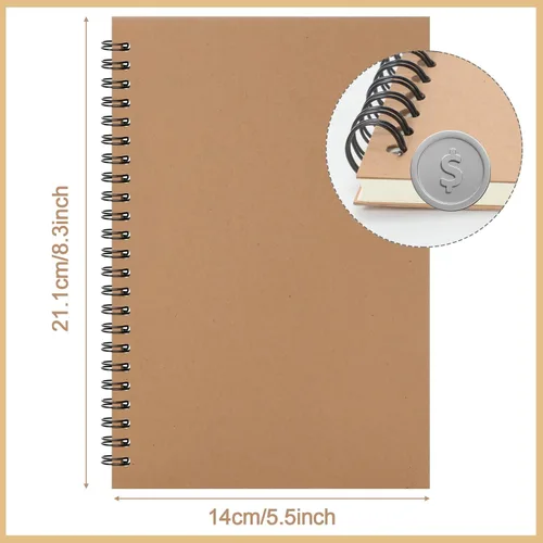 Vista 2 de Epakh Paquete de 22 Cuadernos Espirales A5 con Cubierta Kraft, Cuaderno de Diario Espiral de Tapa Dura de Regreso a la Escuela 5.5 x 8.3 Pulgadas