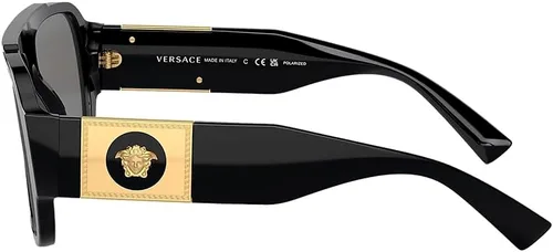 Vista 3 de Versace VE 4436U GB181 Gafas de sol de almohada de plástico negro lente polarizada gris, Negro