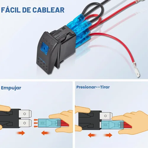 Vista 6 de Anina 2 piezas de interruptores basculantes de 5 pines SPST 20A/12V 10A/24V ENCENDIDO/APAGADO con 2 juegos de cables puente, interruptor basculante