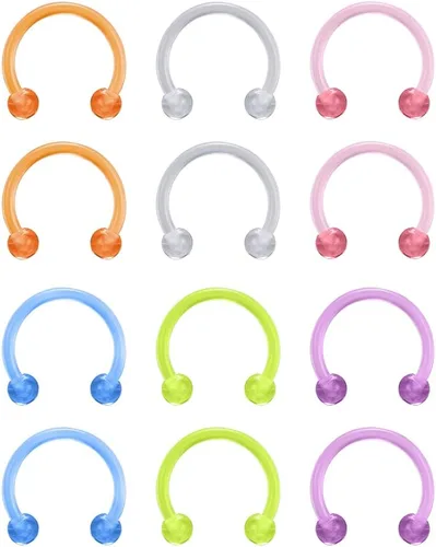 Vista 4 de Anillos transparentes para tabique de nariz de 0.55 oz y 0.63 onzas, anillos de plástico para cirugía de trabajo, joyería de piercing sonriente