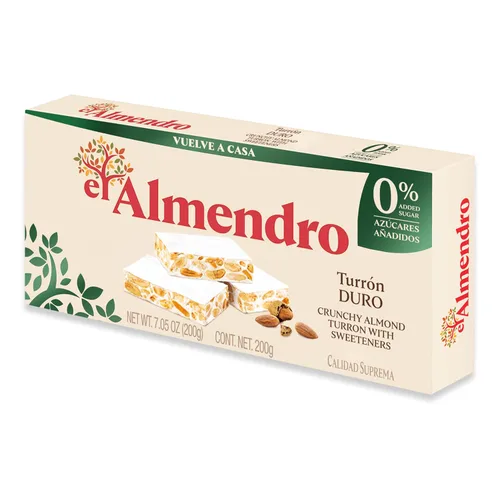 Vista 3 de El Almendro Turrón de almendras suaves sin azúcar (Turron Blando) 7oz (200 g)