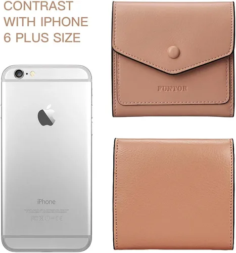Vista 5 de FT FUNTOR - Cartera de piel pequeña para mujer, monedero de bloqueo RFID para mujer