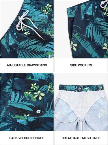 Vista 5 de Actleis Mens Swim Trunks Board Shorts Long Quick Dry Swim Shorts with Mesh Lining us-ls17003