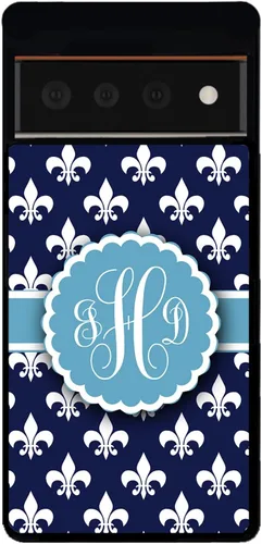 Vista 5 de French Fleur De Lis - Funda de goma negra con monograma personalizado para teléfono compatible con Google Pixel 10, 10 Pro, 10 Pro XL, 9a, 9 Pro