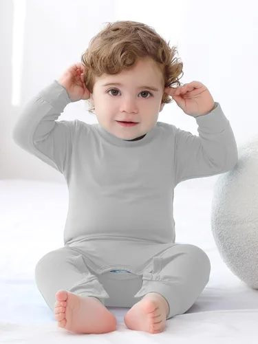 Vista 3 de GUISBY Pijama de rayón para bebé, manga larga con cierre a presión