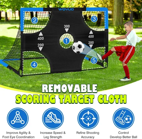 Vista 4 de Kids Soccer Goals for Backyard Set of 2, 6x4 ft Portable Toddler Soccer Goal Training Equipment with Soccer Target, Ball, Cones, Soccer Net for Kids