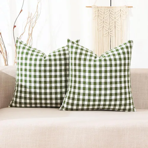 Vista 17 de CARRIE HOME - Juego de 2 fundas de almohada de exterior a cuadros de búfalo blanco y negro de 16 x 16, almohadas de sofá de decoración de granja