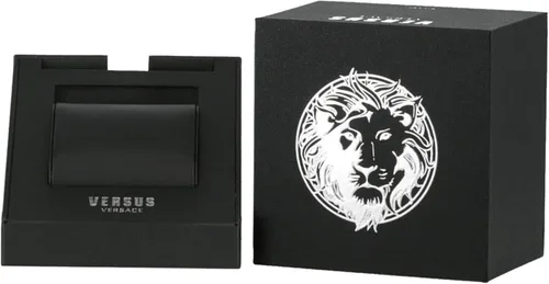 Vista 3 de Versus Versace Lea Collection Reloj de lujo para mujer con correa negra con caja dorada y esfera negra, Oro, Lea