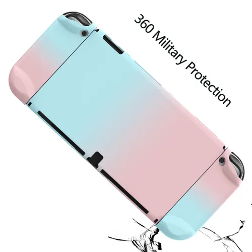 Vista 7 de COMCOOL Dockable Case for Nintendo Switch OLED - 9 FT Military Grade Drop Protection with Tempered Glass Screen Protector and Thumb Grips Protective