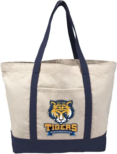 Vista 228 de Campus Lab Bolsa de lona con logotipo primario colegiado con bolsillo externo, bolsa de hombro reutilizable para ir de compras, playa Águilas A&m