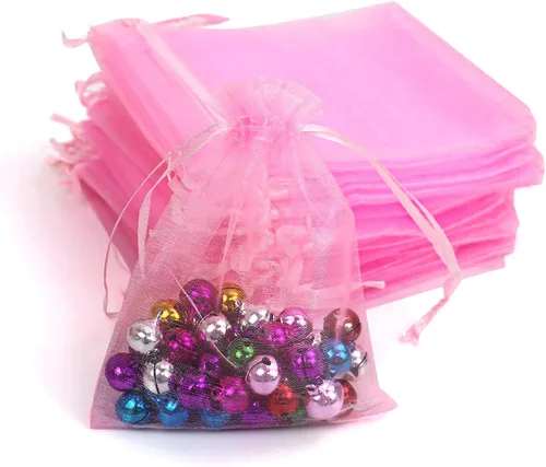 Vista 7 de Lautechco 100 bolsas de organza – 4 x 6 pulgadas, bolsas de regalo de malla beige con cordón para Navidad