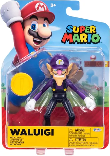 Vista 6 de Super Mario Waluigi - Figura de acción de 4 pulgadas con moneda
