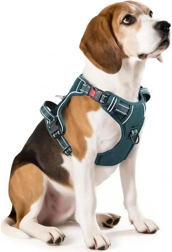 Vista 25 de Timos Arnés para perro de tamaño pequeño, arnés sin tirones para mascotas con cuello a presión bloqueable, chaleco reflectante para perro, sin
