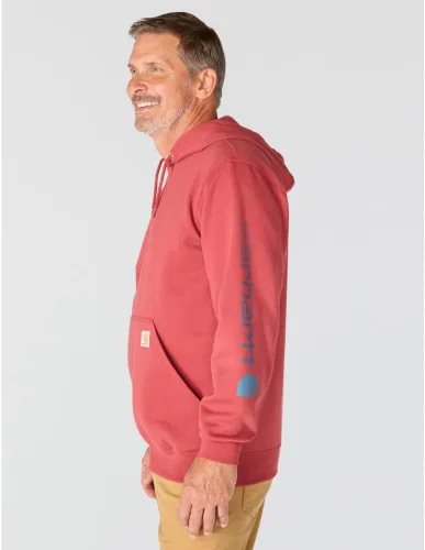 Vista 2 de Carhartt Sudadera de ajuste holgado para hombre con logotipo en la manga, de peso medio, gráfica, liquidación Terreno ámbar