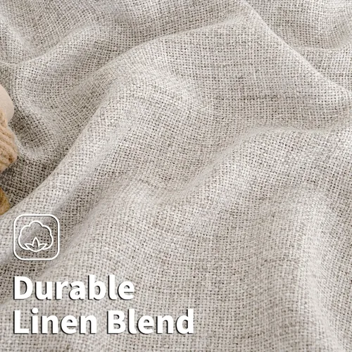 Vista 234 de BGment Cortinas de Lino Beige de 63 Pulgadas de Largo 2 Paneles - Tratamientos para Ventanas con Textura de Arpillera Filtrantes de Luz Cortinas B